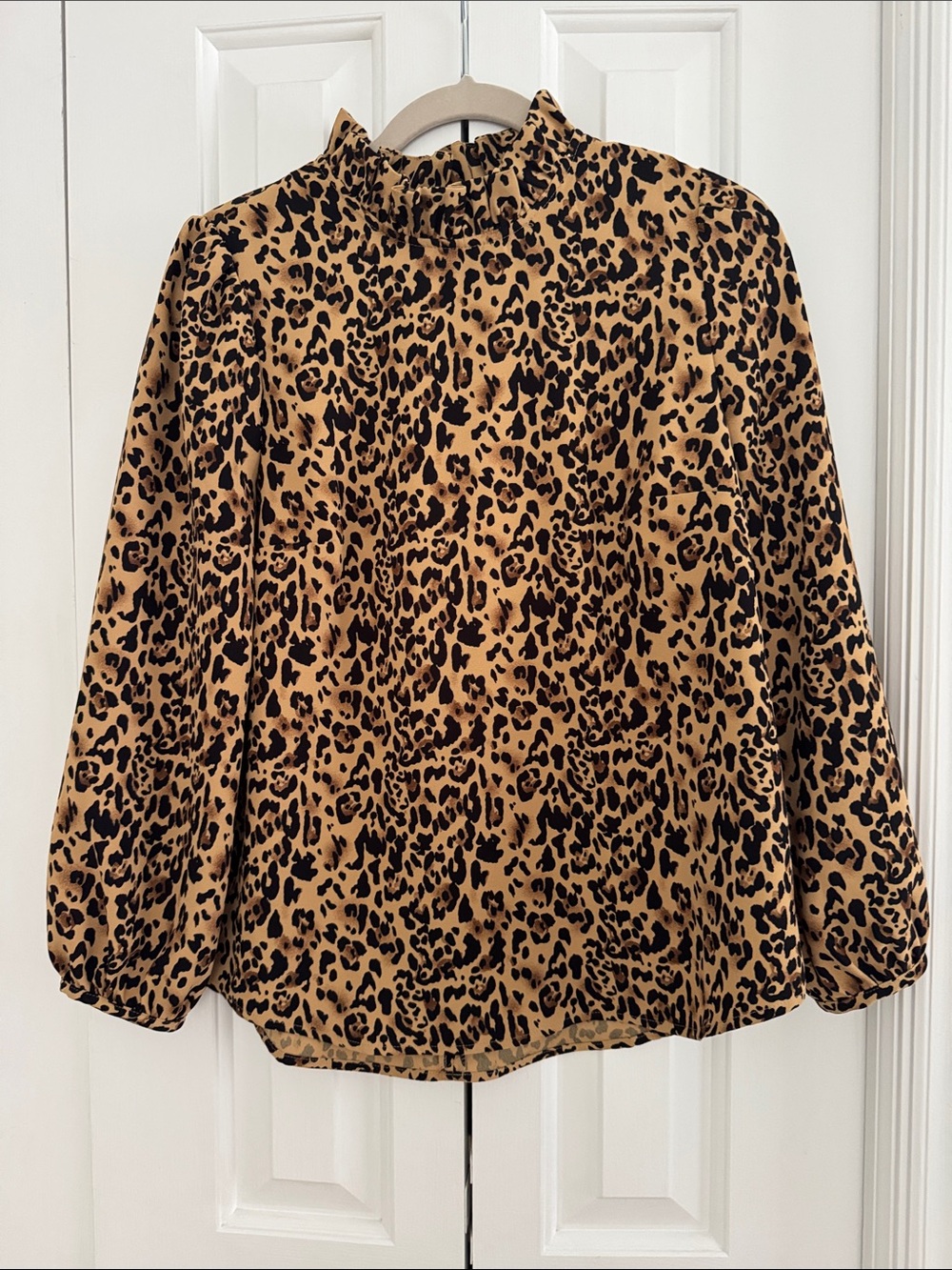 J. Crew Leopard Print Mock Neck Blouse - Tan & Black